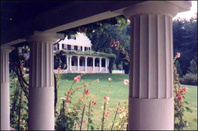Image of The St. Gaudens house, viewed from studio porch at the St. Gaudens National Historic Site in Cornish, New Hampshire