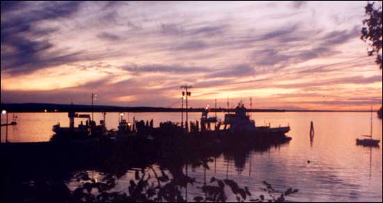 Image of Sunset at the ferry docks, Grand Isle, Lake Champlain. Photo by Sherrill Harbison.